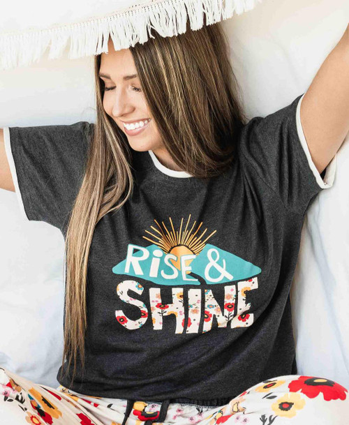 Lazy One Rise & Shine Women's Regular Fit Flower PJ Tee