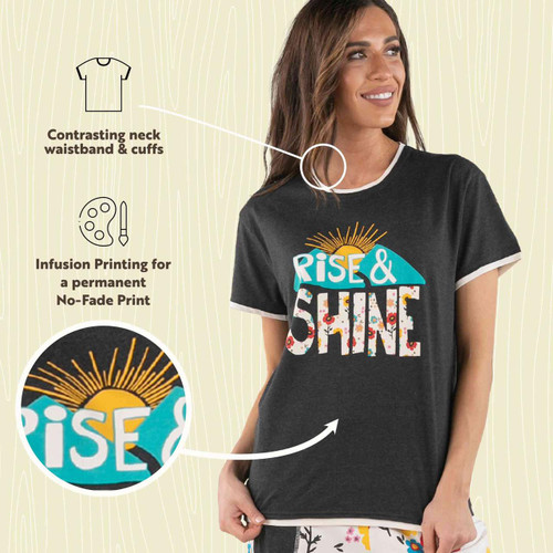 Lazy One Rise & Shine Women's Regular Fit Flower PJ Tee