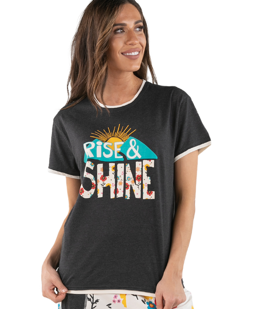 lazy one Rise & Shine Women's Regular Fit Flower PJ Tee