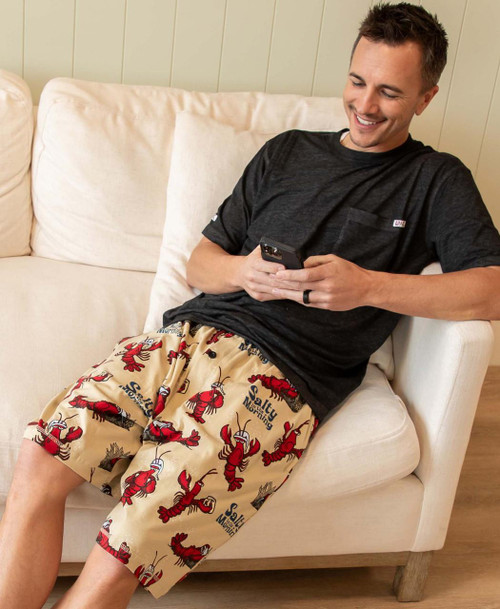 Lazy One Salty In The Morning Lobster Men's Pajama Shorts