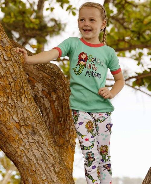 Lazy One Sea You In The Morning Kid's Short Sleeve Mermaid PJ's
