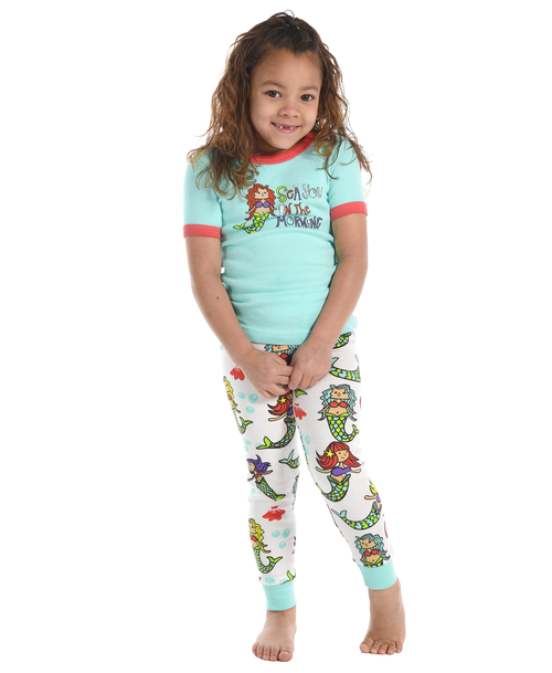 lazy one Sea You in the Morning Kid's Short Sleeve Mermaid PJ's