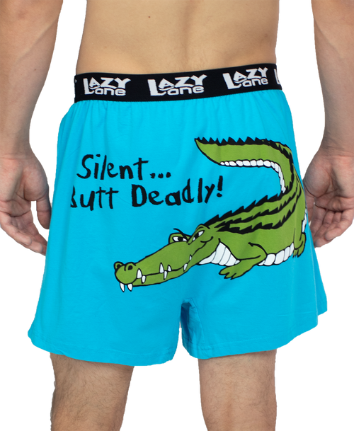 lazy one Silent Butt Deadly Men's Crocodile Funny Boxer