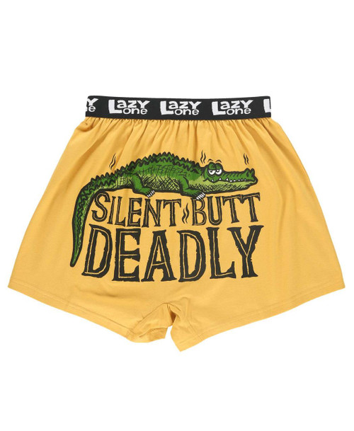 Lazy One Silent Butt Deadly Men's Yellow Crocodile Funny Boxer