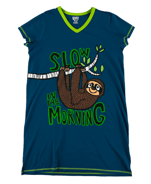 Lazy One Slow Morning Sloth Women's V-neck Nightshirt