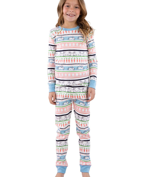 lazy one Some Bunny Fair Isle Kid's Long Sleeve PJ's