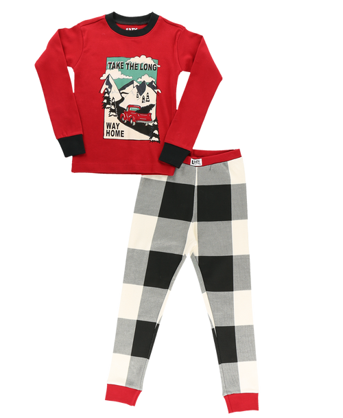 Lazy One Take The Long Way Home Kid's Long Sleeve PJ's