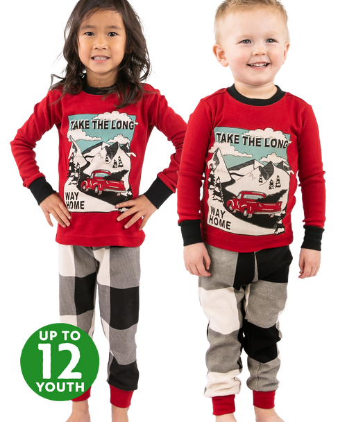 lazy one Take The Long Way Home Kid's Long Sleeve PJ's