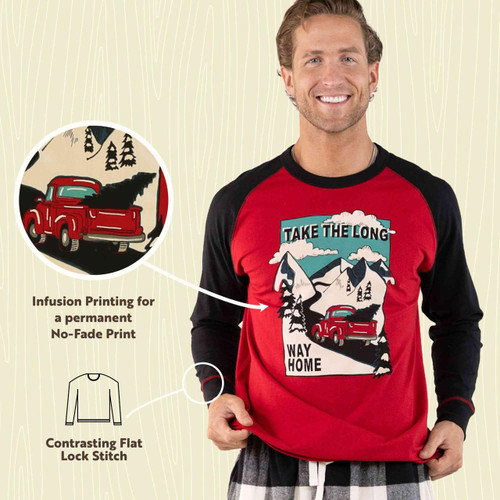 Lazy One Take The Long Way Home Men's Long Sleeve PJ Tee