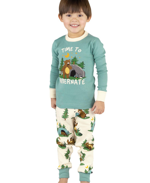 lazy one Time to Hibernate Bear Kid's Long Sleeve PJ's