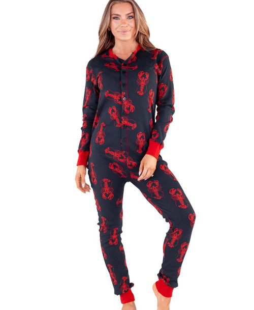 Lazy One Trap Door Blue Adult Lobster Onesie Flapjack