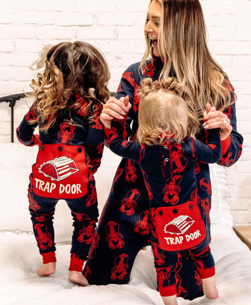 Lazy One Trap Door Blue Infant Lobster Onesie Flapjack