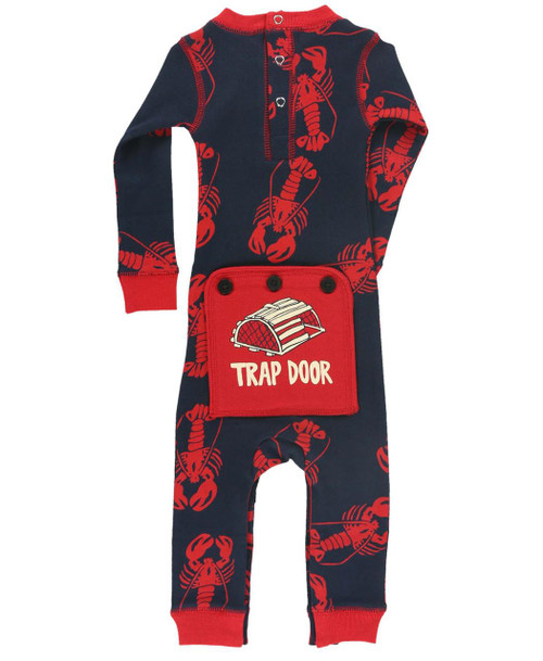 lazy one Trap Door Blue Infant Lobster Onesie Flapjack