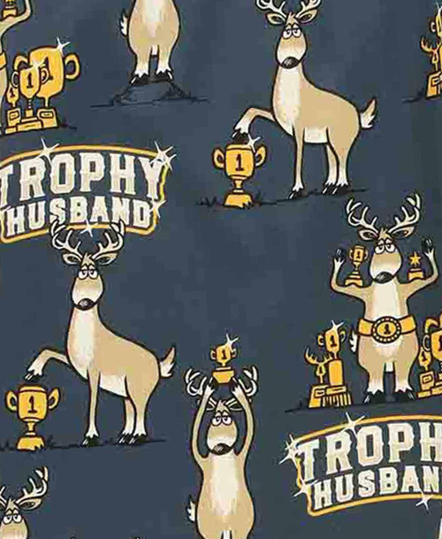 Lazy One Trophy Husband Dark Blue Men's Buck PJ Set