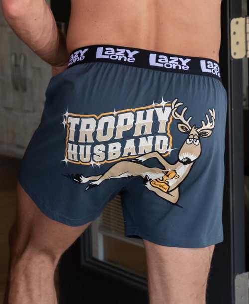 Lazy One Trophy Husband Dark Blue Men's Funny Boxer