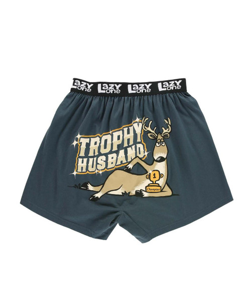 lazy one Trophy Husband Dark Blue Men's Funny Boxer