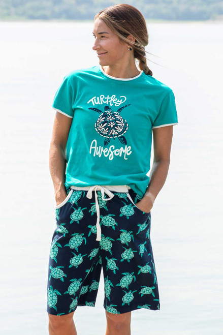 Lazy One Turtley Awesome Women's Bermuda Short & Tee Set