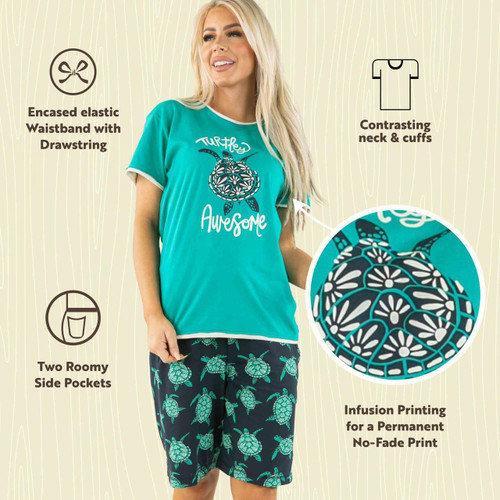 Lazy One Turtley Awesome Women's Bermuda Short & Tee Set