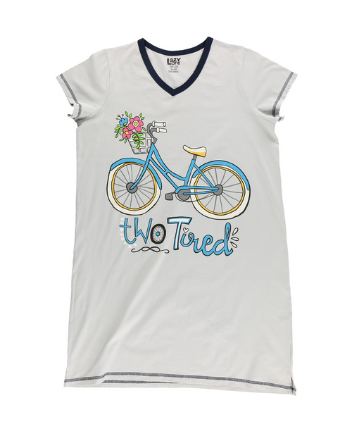 Lazy One Two Tired Women's Bicycle V-Neck Nightshirt