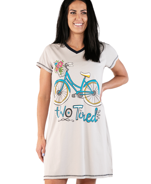 lazy one Two Tired Women's Bicycle V-Neck Nightshirt