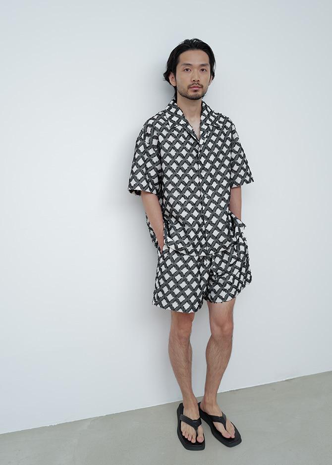 le 17 septembre ARGYLE PATTERNED JACQUARD SHIRT [BLACK]