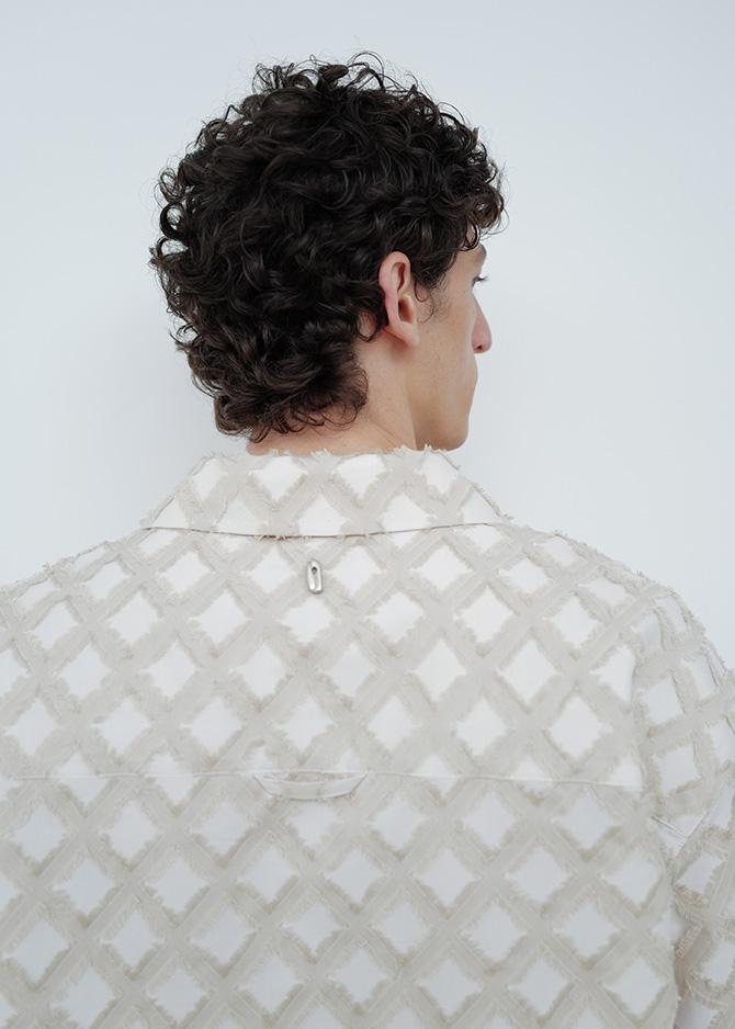 Le 17 Septembre ARGYLE PATTERNED JACQUARD SHIRT [IVORY]