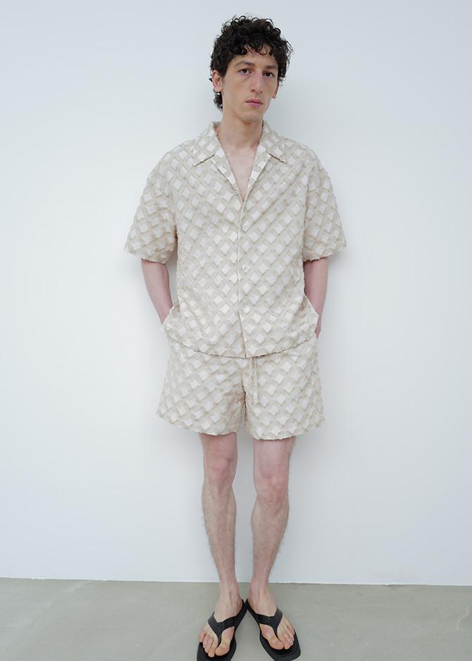 Le 17 Septembre ARGYLE PATTERNED JACQUARD SHORTS [IVORY]