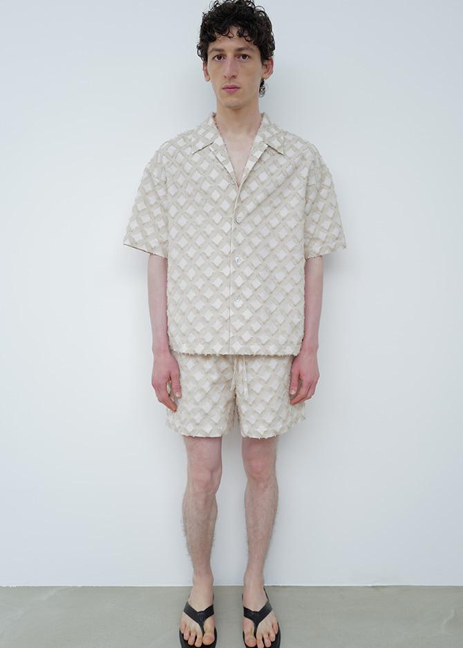 Le 17 Septembre ARGYLE PATTERNED JACQUARD SHORTS [IVORY]