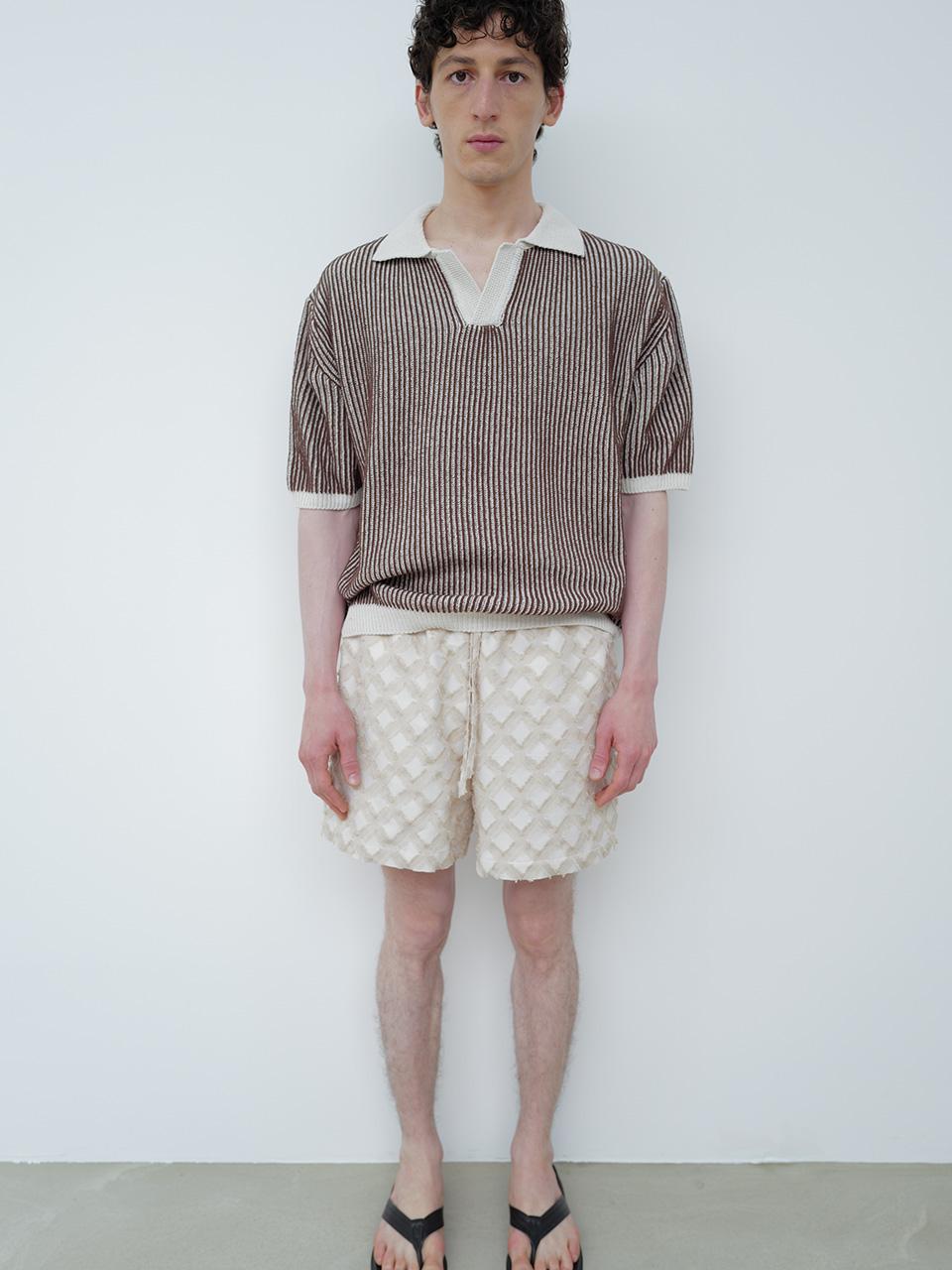 Le 17 Septembre ARGYLE PATTERNED JACQUARD SHORTS [IVORY]