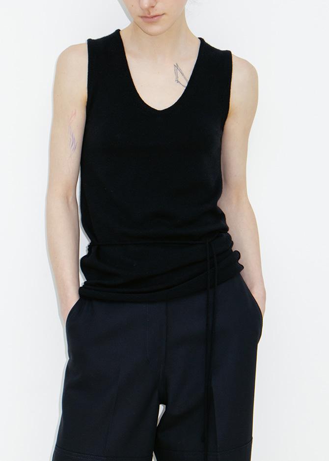 le 17 Septembre BASIC LONG SCOOP NECK TOP [IVORY BLACK]