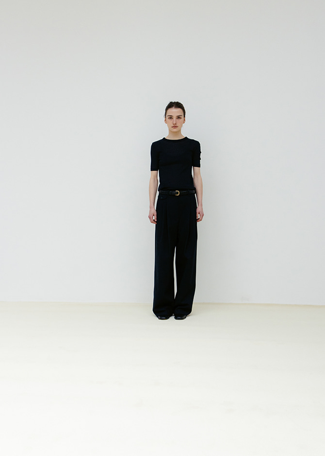 Le 17 Septembre CLASSIC TUCK PANTS By JAPANESE FABRIC [CHARCOAL NAVY]