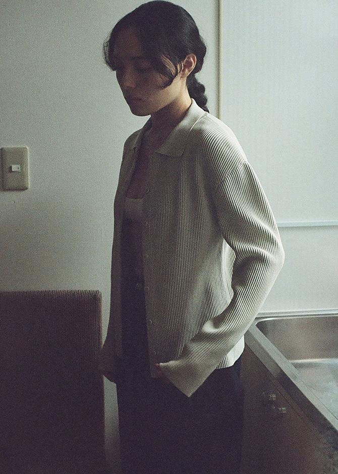 Le 17 Septembre HIGH TWIST RIBBED KNIT CARDIGAN [MINT BLACK]