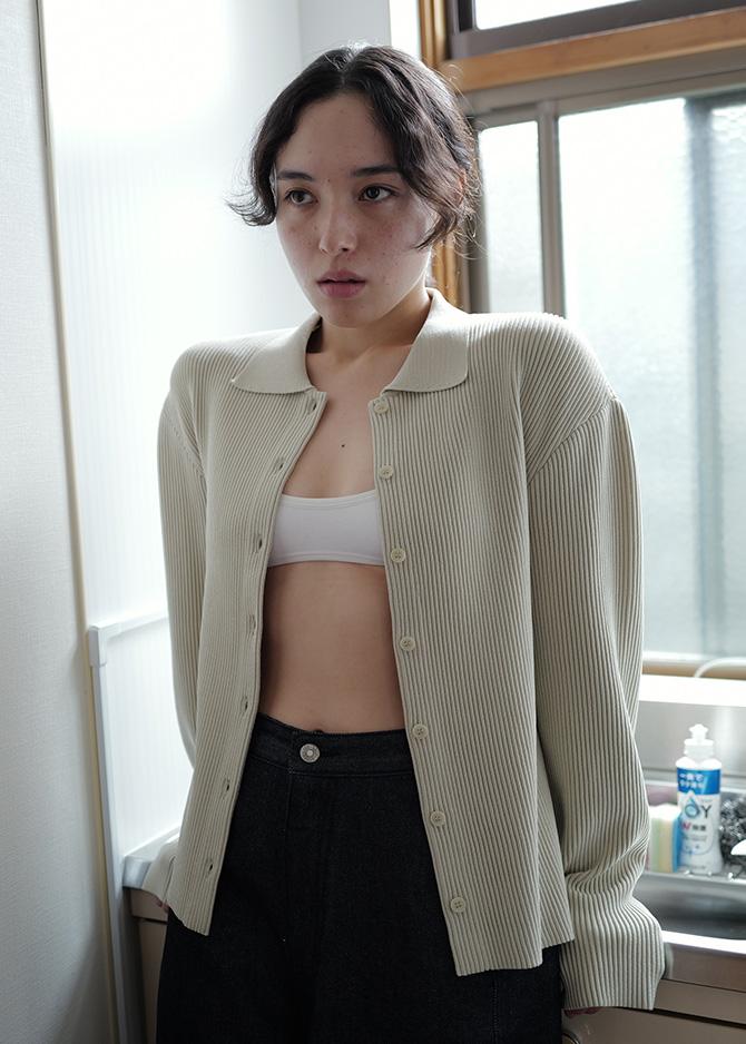 le 17 septembre HIGH TWIST RIBBED KNIT CARDIGAN [MINT BLACK]