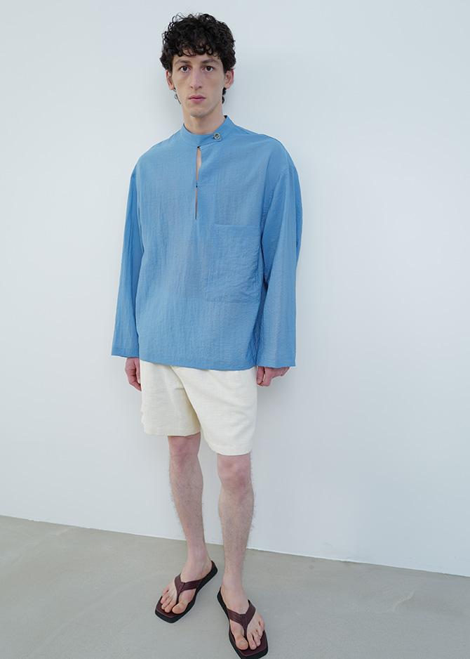 Le 17 Septembre BAND NECK PULLOVER SHIRT [BLUE]