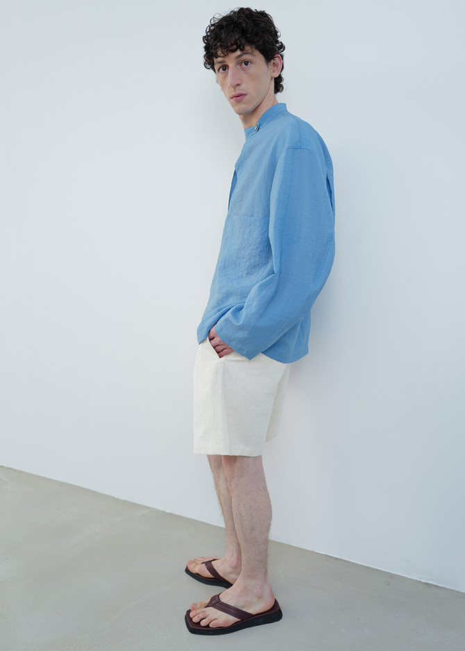 Le 17 Septembre BAND NECK PULLOVER SHIRT [BLUE]