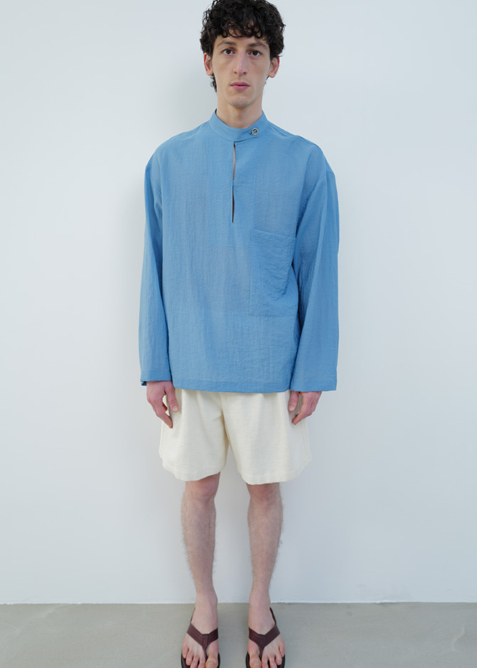 le 17 septembre BAND NECK PULLOVER SHIRT [BLUE]