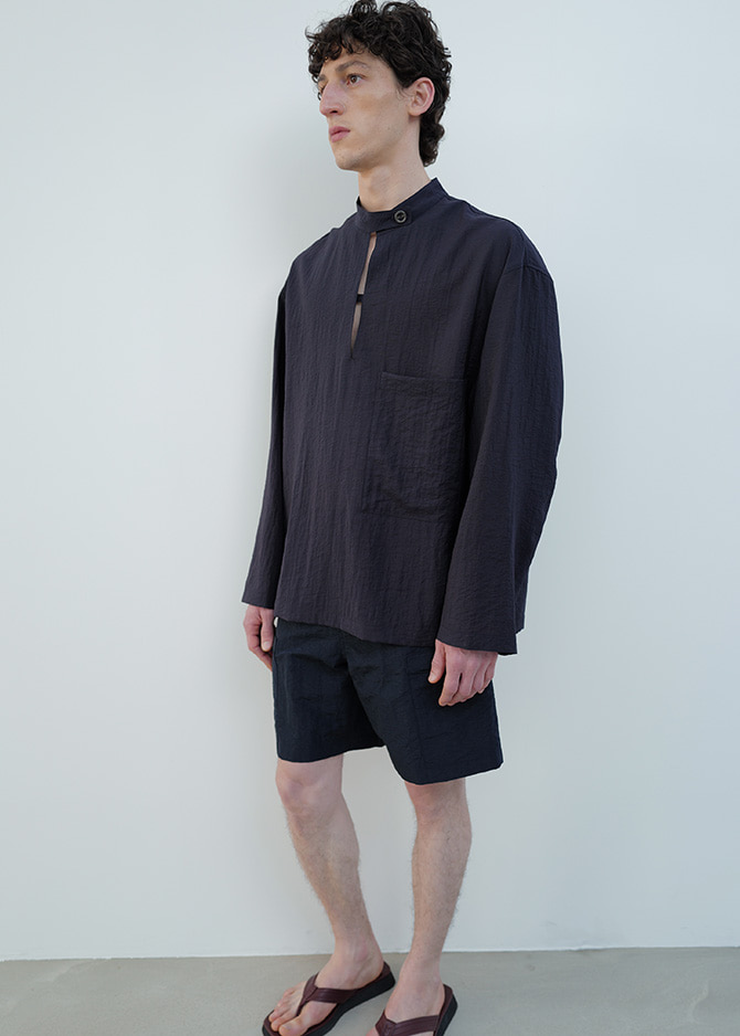 Le 17 Septembre BAND NECK PULLOVER SHIRT [NAVY]