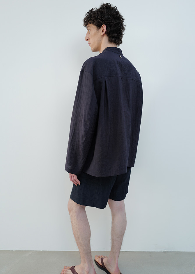 Le 17 Septembre BAND NECK PULLOVER SHIRT [NAVY]