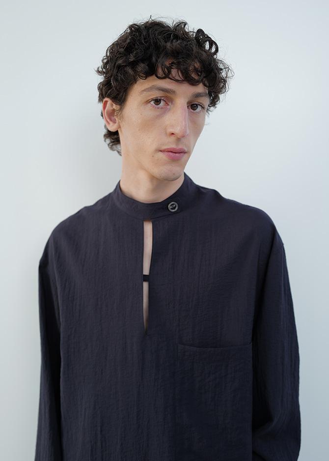 Le 17 Septembre BAND NECK PULLOVER SHIRT [NAVY]