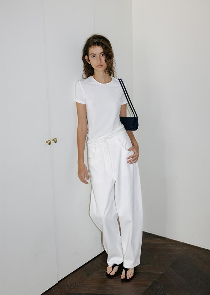 Le 17 Septembre BASICO CURVED PANTS [WHITE BLACK]