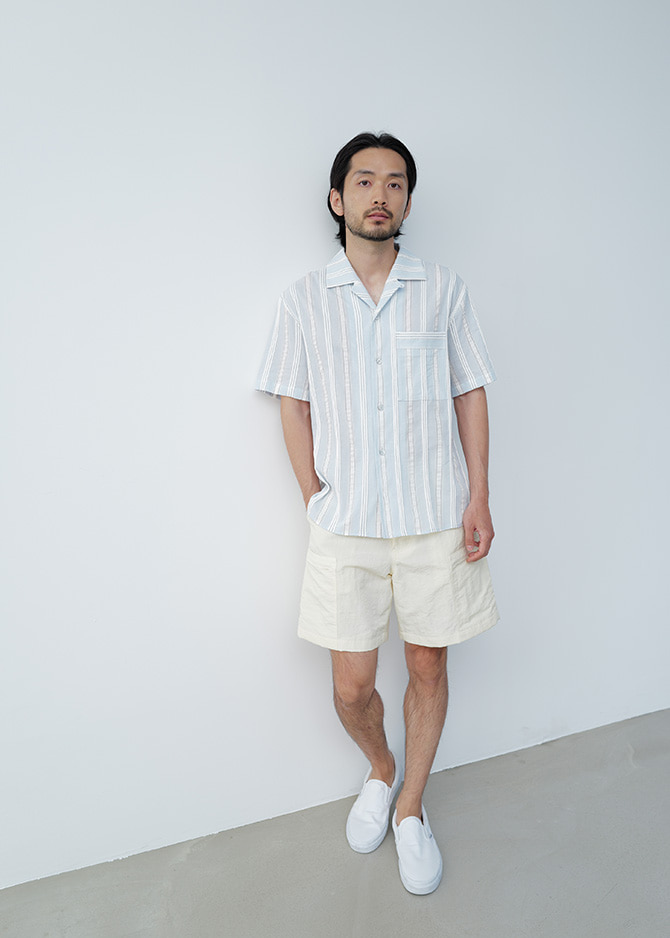 Le 17 Septembre EMBOSSED STRIPE SHIRT [BLUE]