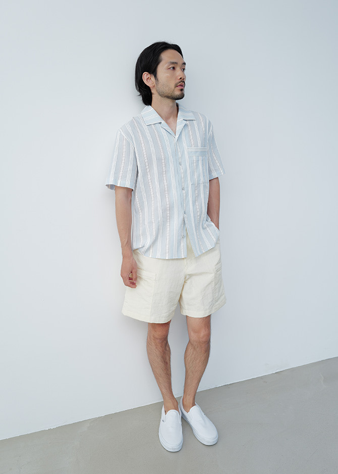 Le 17 Septembre EMBOSSED STRIPE SHIRT [BLUE]