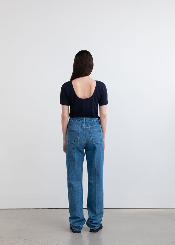 le 17 septembre NAVY SCOOP JERSEY TOP in COTTON