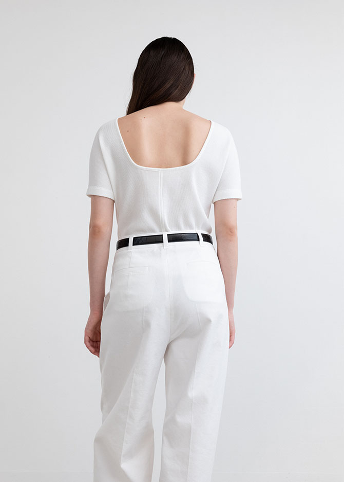 Le 17 Septembre SCOOP JERSEY TOP In COTTON [WHITE]