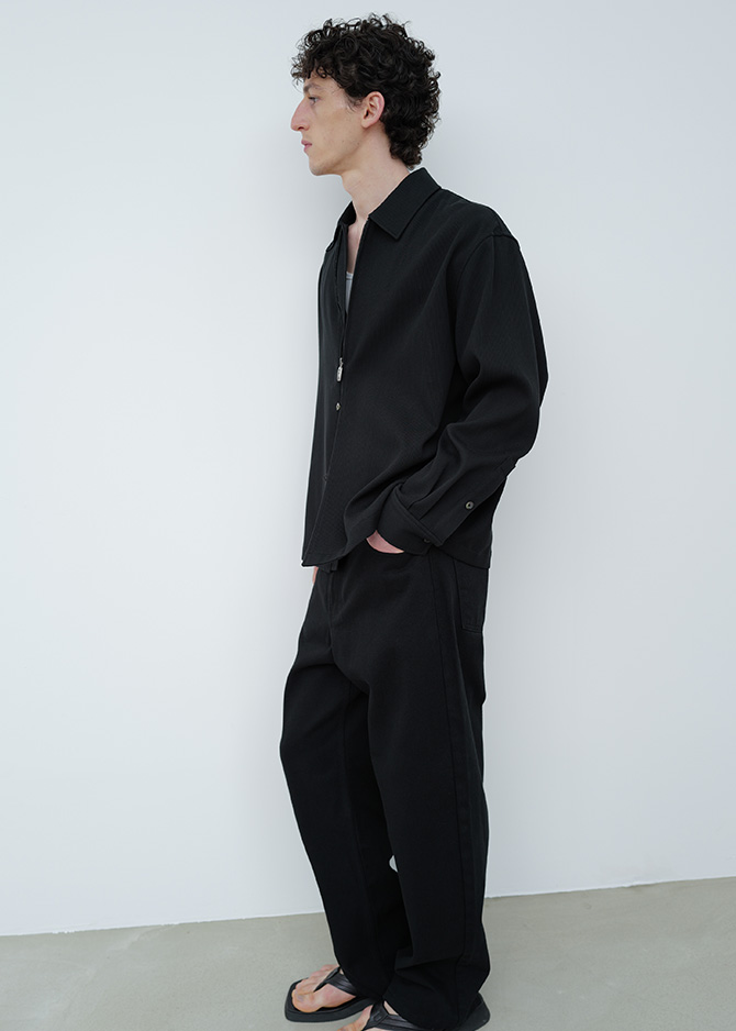 Le 17 Septembre ZIP AND BUTTON FRONT SHIRT [BLACK]