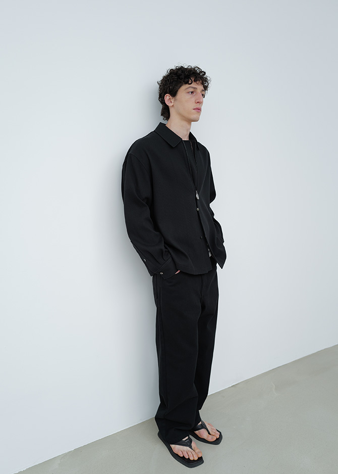 Le 17 Septembre ZIP AND BUTTON FRONT SHIRT [BLACK]