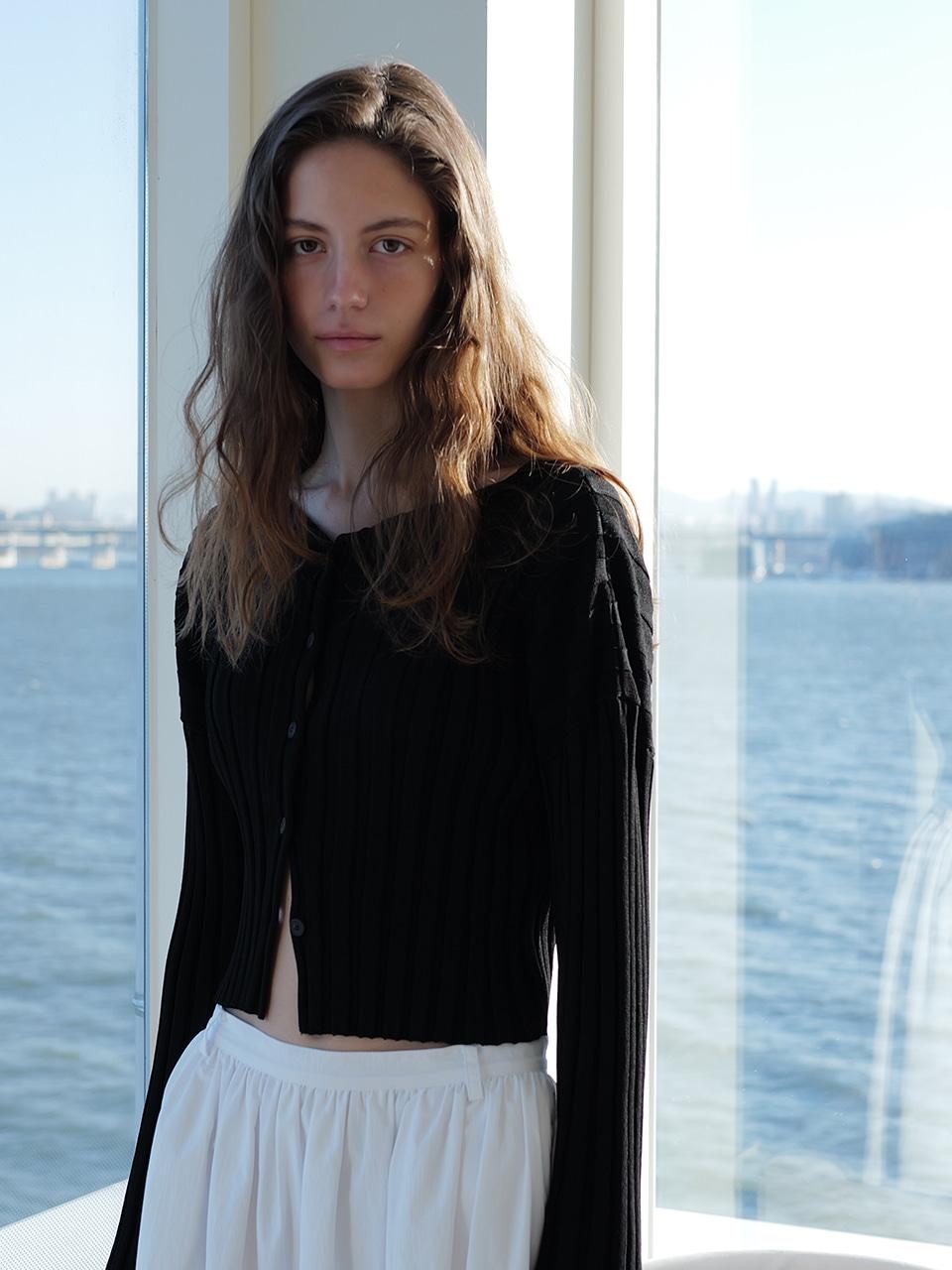 Le 17 Septembre MILLIE RIB KNIT CARDIGAN [IVORY BLACK]