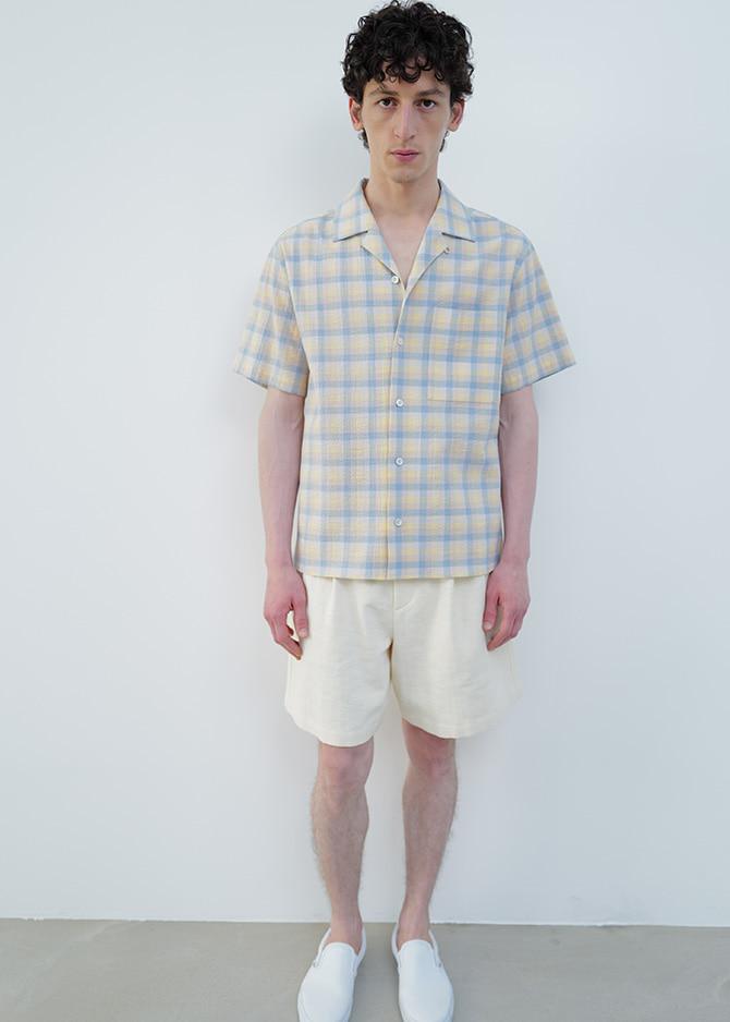 Le 17 Septembre MUITI COLOR CHECK SEERSUCKER SHIRT [YELLOW]