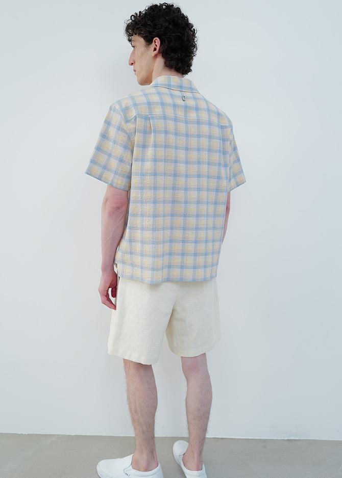 Le 17 Septembre MUITI COLOR CHECK SEERSUCKER SHIRT [YELLOW]