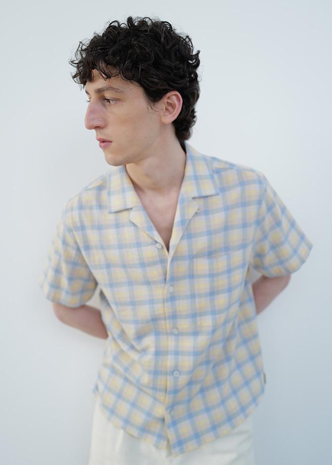 le 17 septembre MUITI COLOR CHECK SEERSUCKER SHIRT [YELLOW]